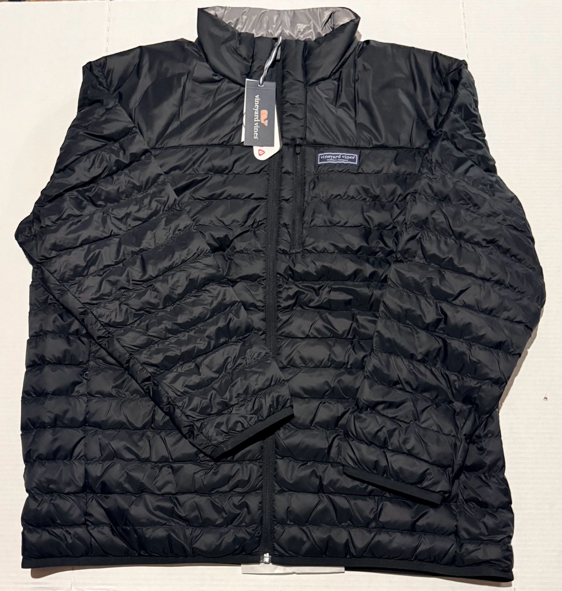 Vineyard Vines Packable Puffer Jacket Size XXL Jet Black Primaloft 9