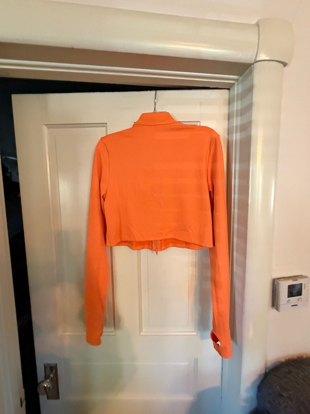 Divided H&M Full Zip Workout Jacket Size XL Orange Thumbholes 8