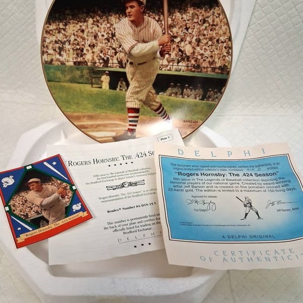 Delphi Collector Plate Rogers Hornsby The .424 Season