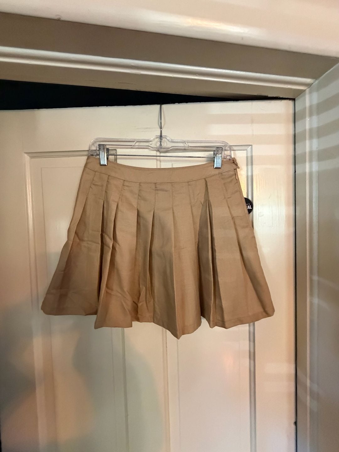 Forever 21 Pleated Mini Skirt Size L Khaki Polyester 2