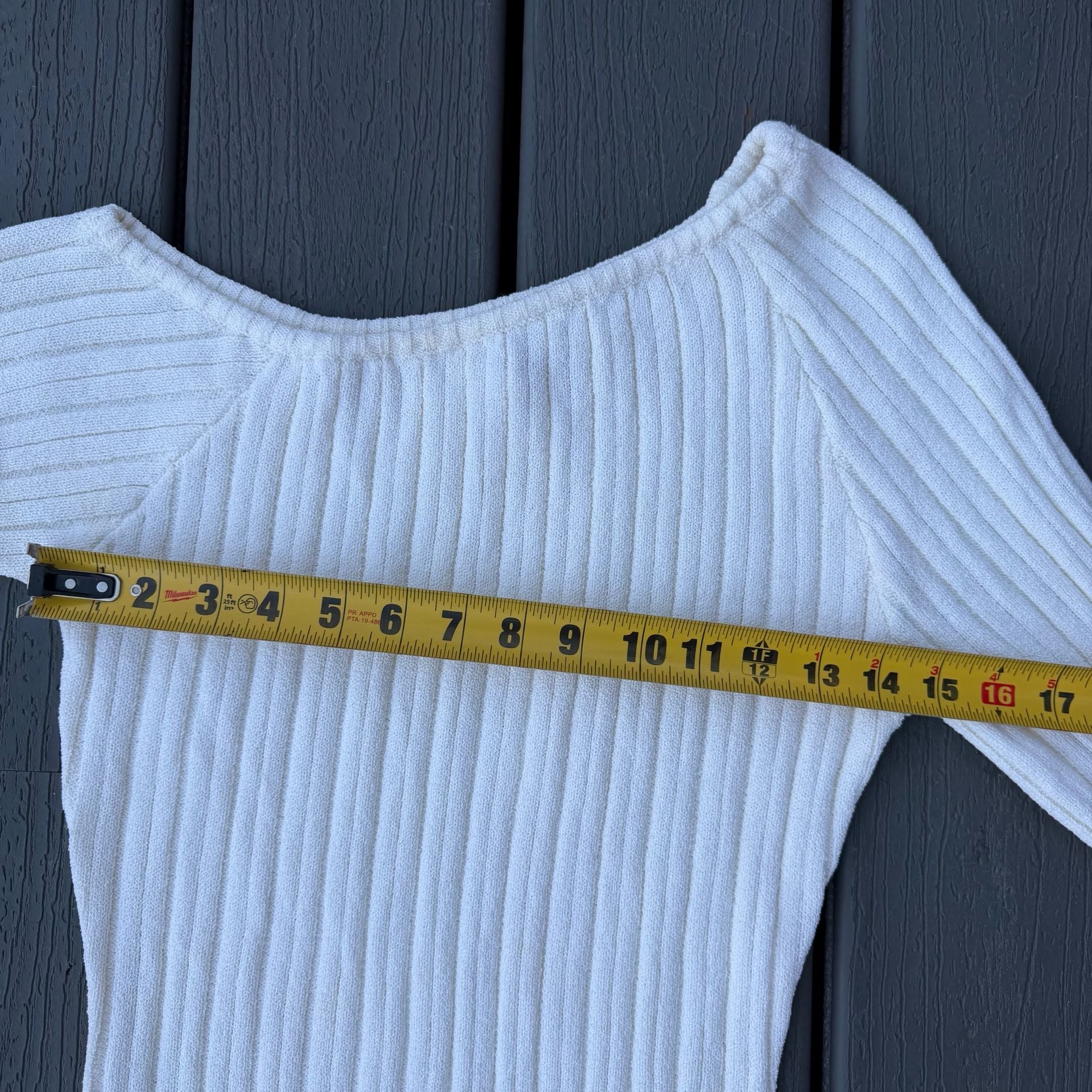 Princess Polly Brownhall Long Sleeve Mini Dress Size M/L White Ribbed Knit 6