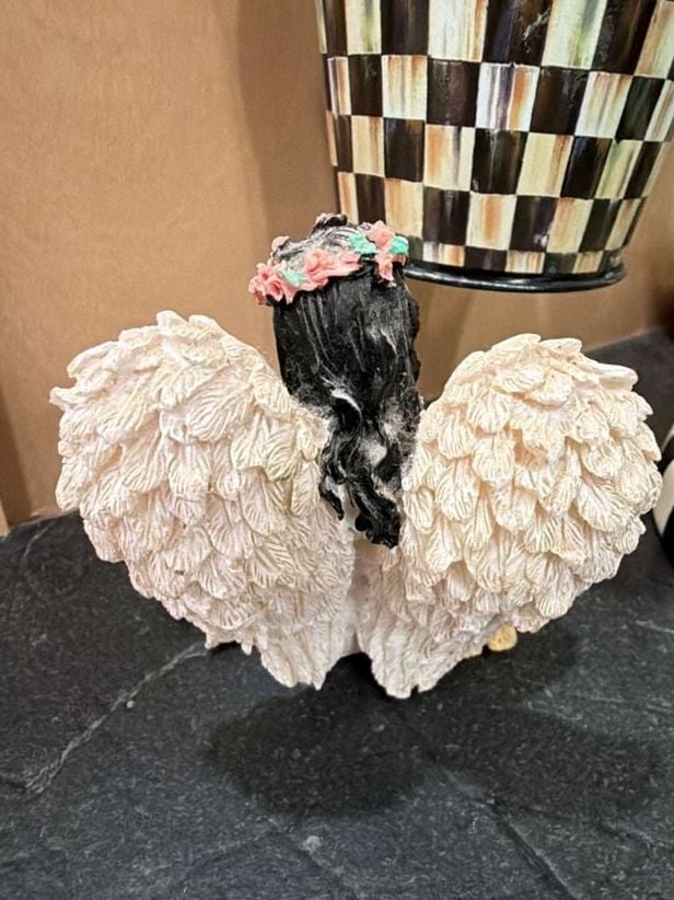 African American Angel with Child Figurine Resin Statue 5” 2