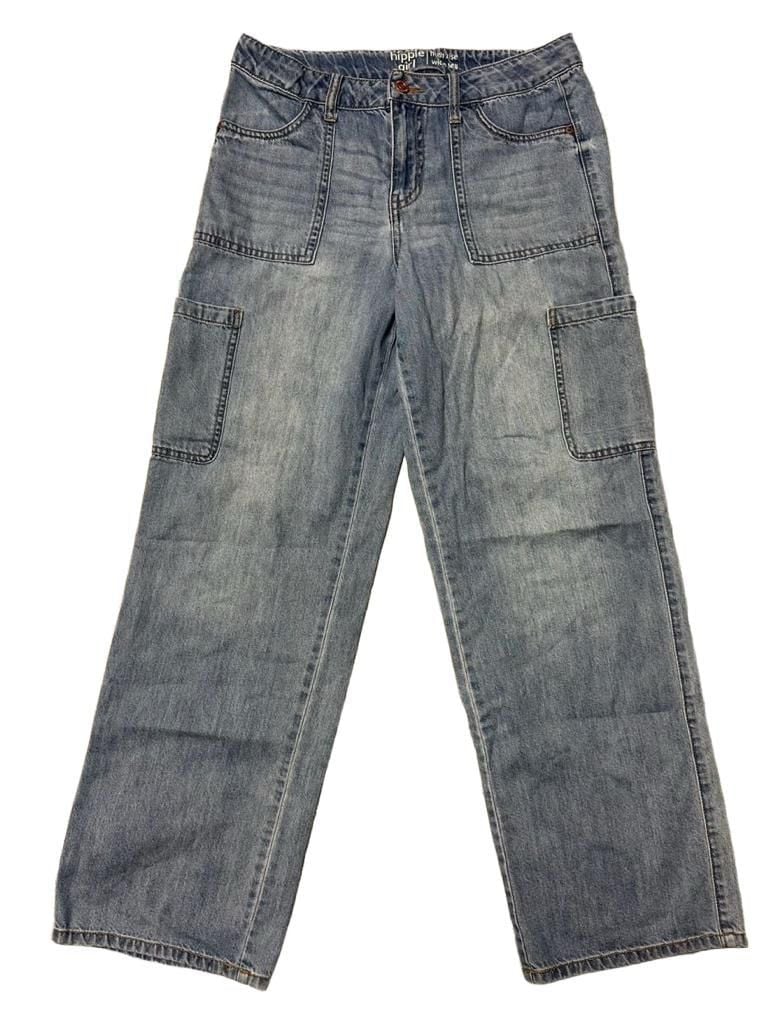 Hippie Girl High Rise Wide Leg Jeans Size 16 Blue Cargo 2