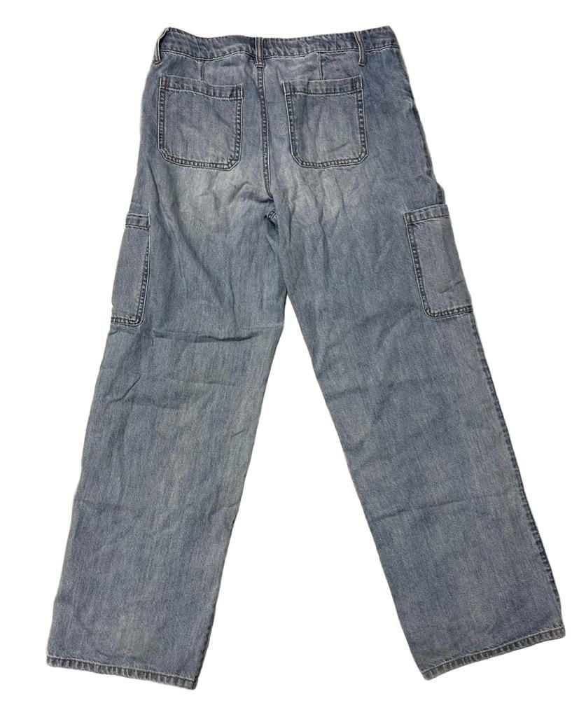 Hippie Girl High Rise Wide Leg Jeans Size 16 Blue Cargo 4