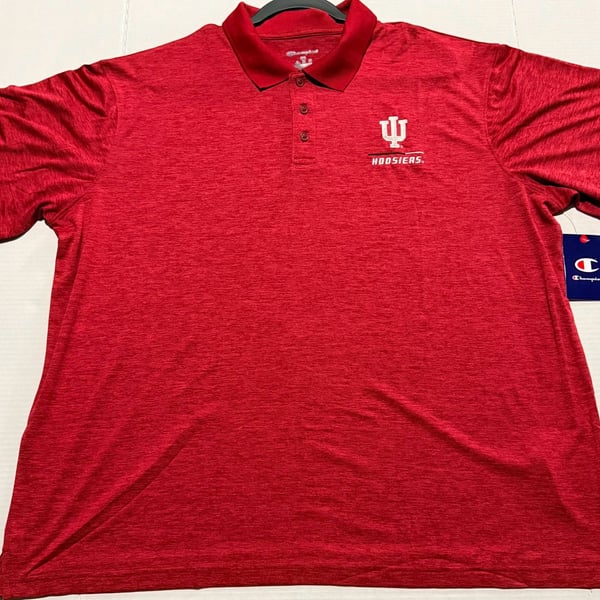 Champion Indiana Hoosiers Polo Size 2XL Red Heather Golf Shirt New