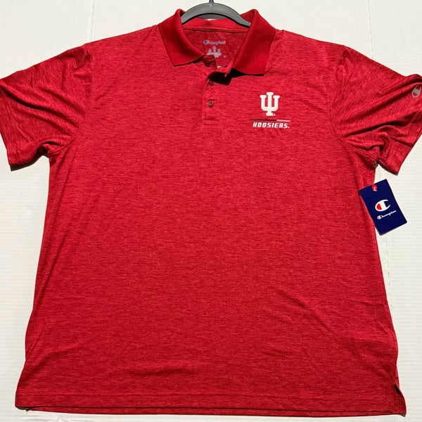 Champion Indiana Hoosiers Polo Size XL Red Heather Golf Shirt NWT
