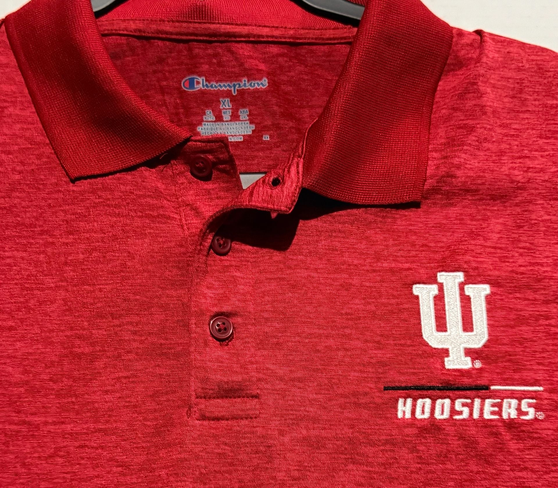 Champion Indiana Hoosiers Polo Size XL Red Heather Golf Shirt NWT 7