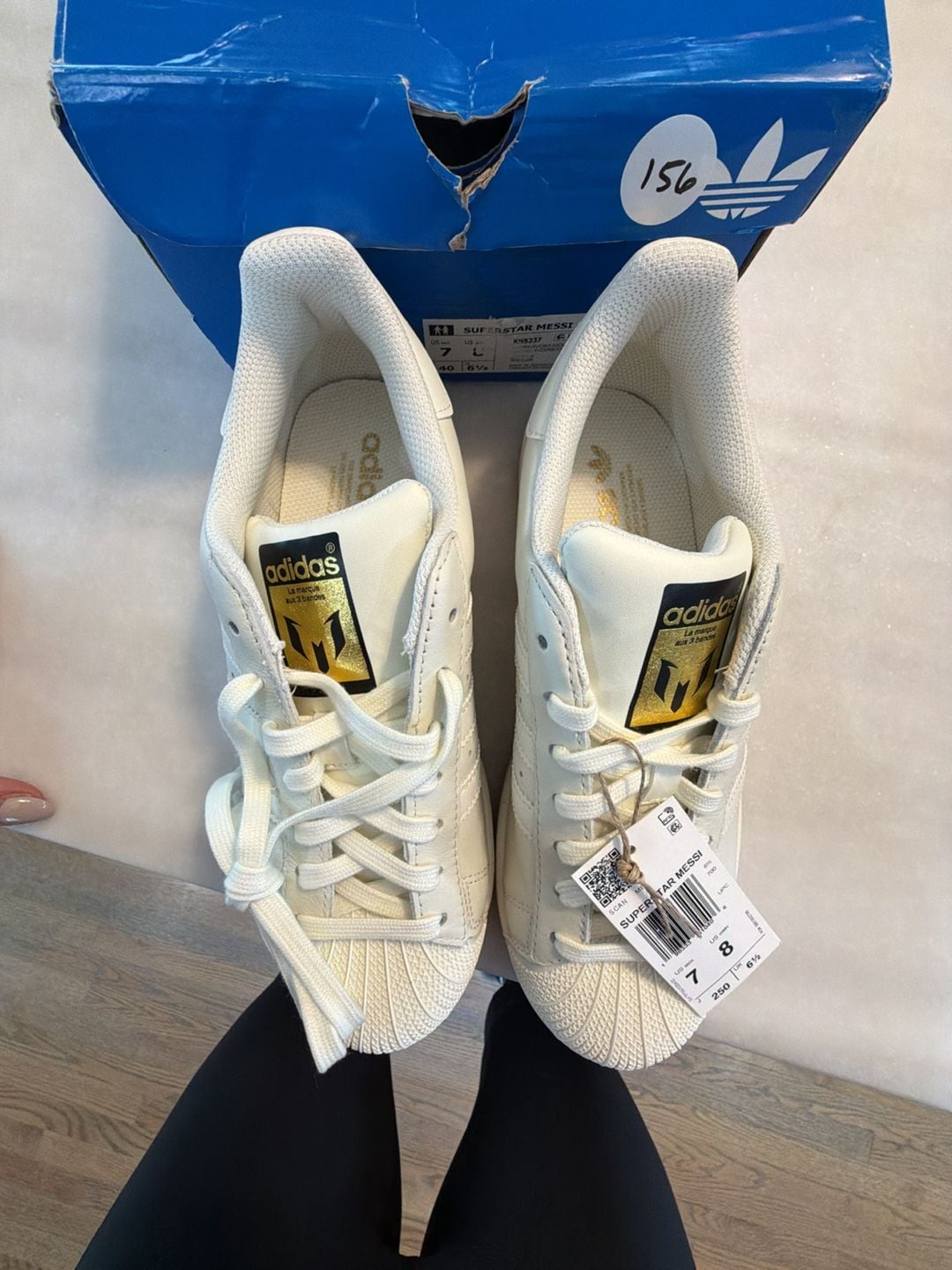 Adidas Superstar Messi Size M7/W8 White Sneakers With Box 3