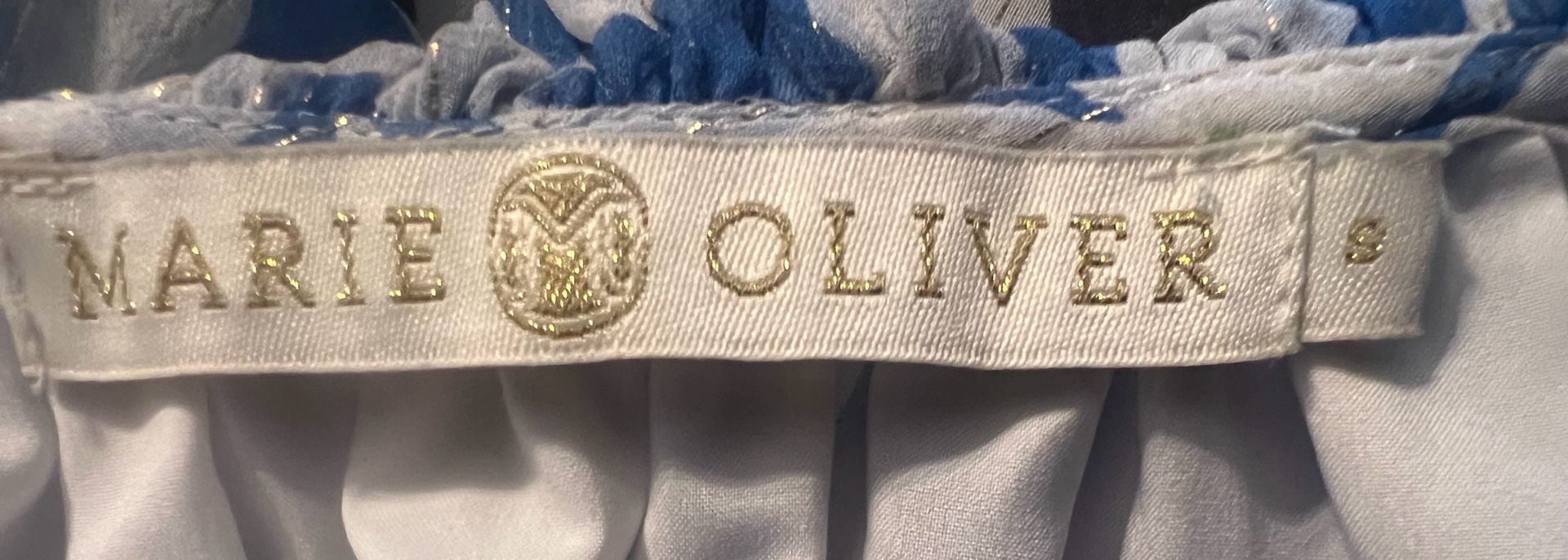 Marie Oliver Off The Shoulder Top Size S Blue White 3