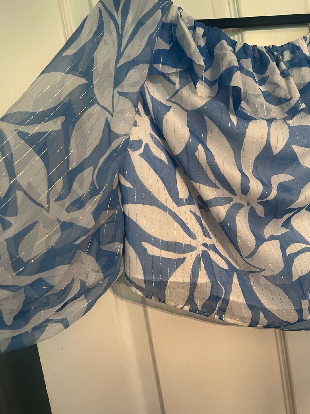 Marie Oliver Off The Shoulder Top Size S Blue White 4