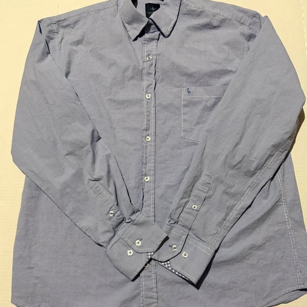 Tailorbyrd Button-Up Shirt Size L Blue Check Long Sleeve