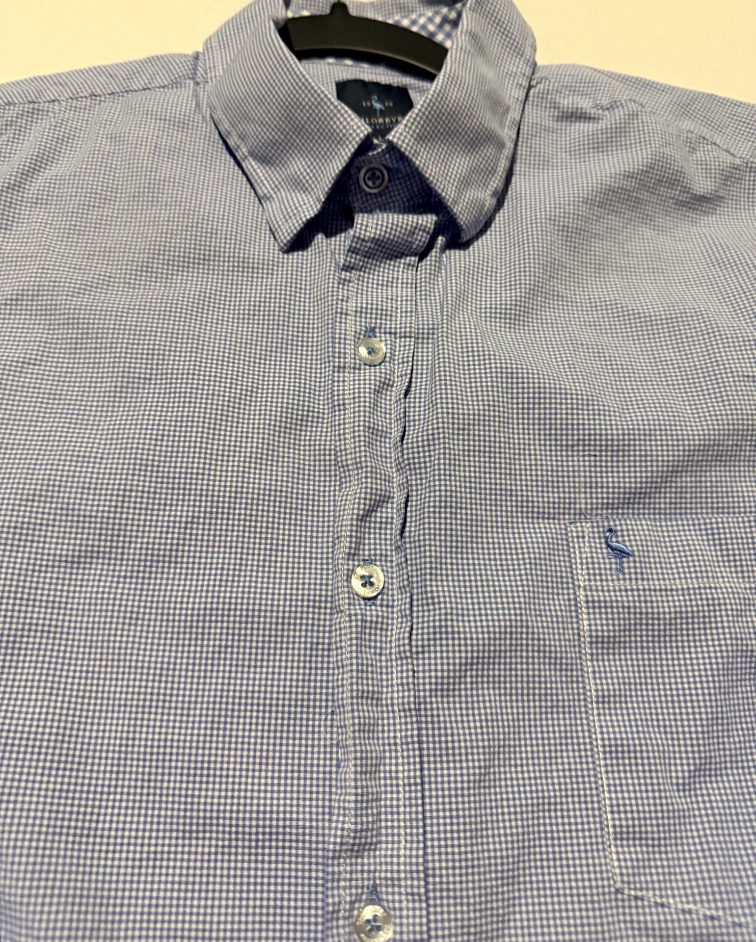 Tailorbyrd Button-Up Shirt Size L Blue Check Long Sleeve 8