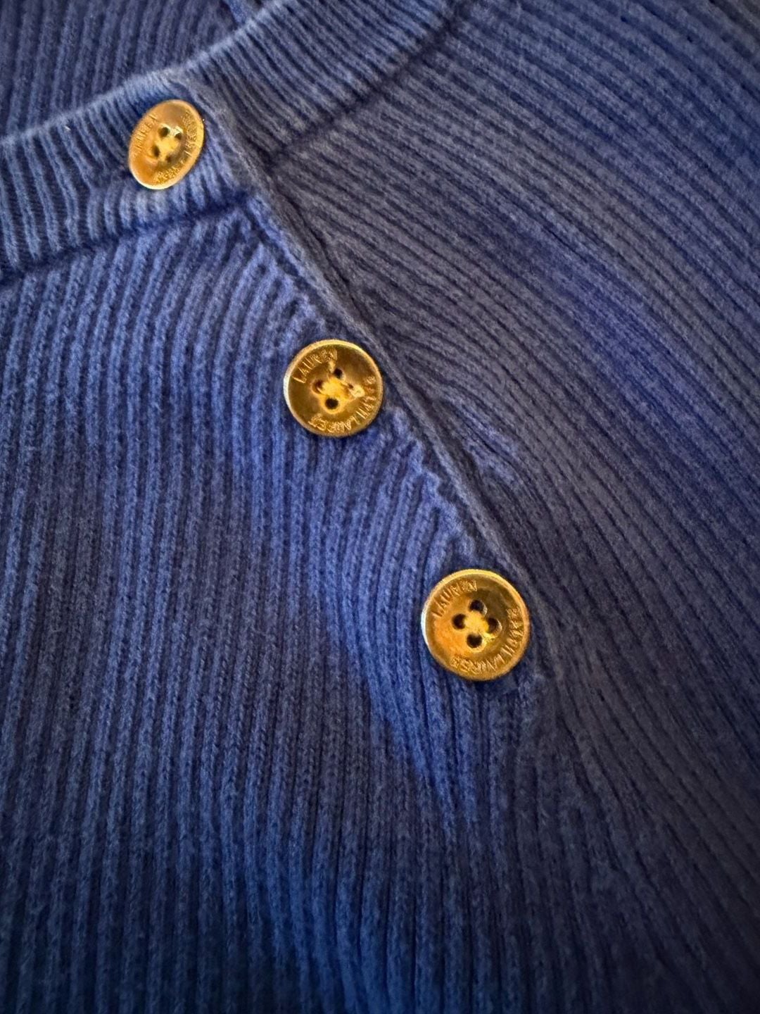 LAUREN RALPH LAUREN Women's Soft Cotton Shoulder-Button Crewneck Sweater Size L 4