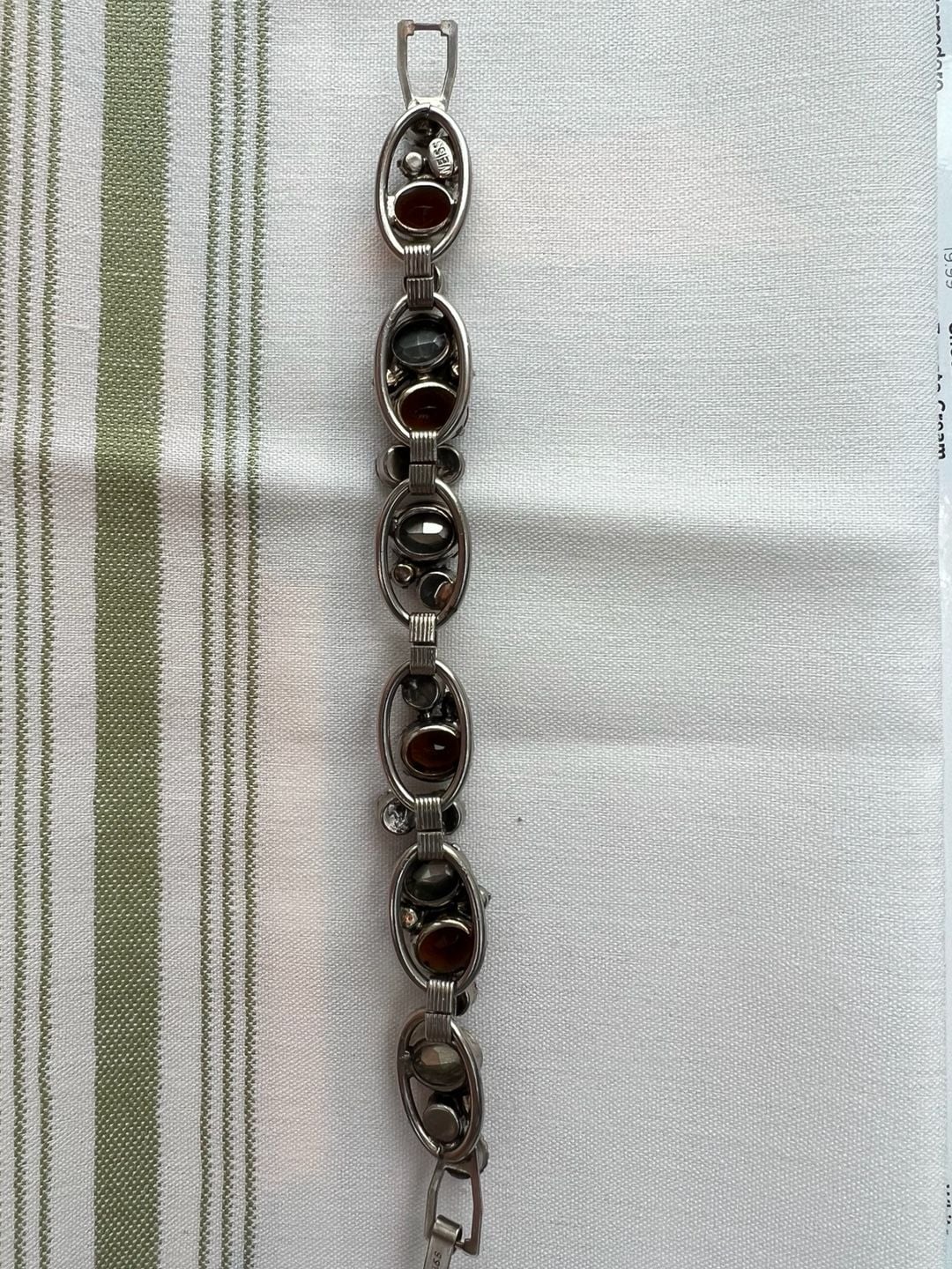Weiss Vintage Rhinestone Cocktail Link Bracelet Brown Amethyst 3