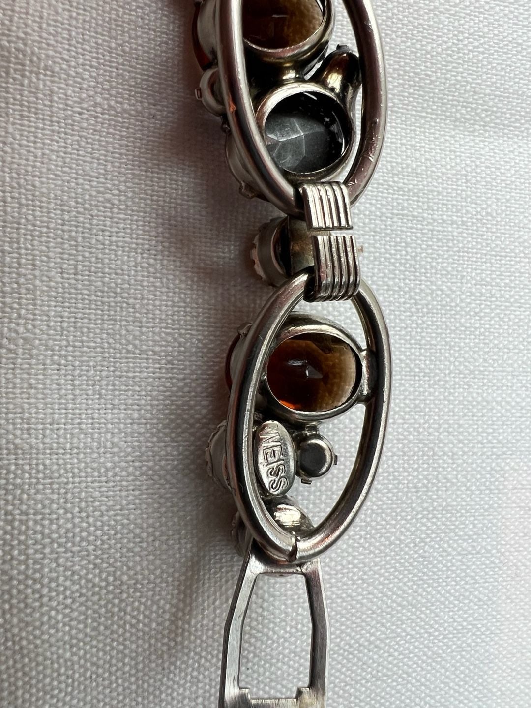 Weiss Vintage Rhinestone Cocktail Link Bracelet Brown Amethyst 4