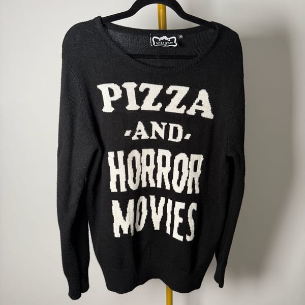 Killstar Pizza And Horror Movies Sweater XL Black Knit