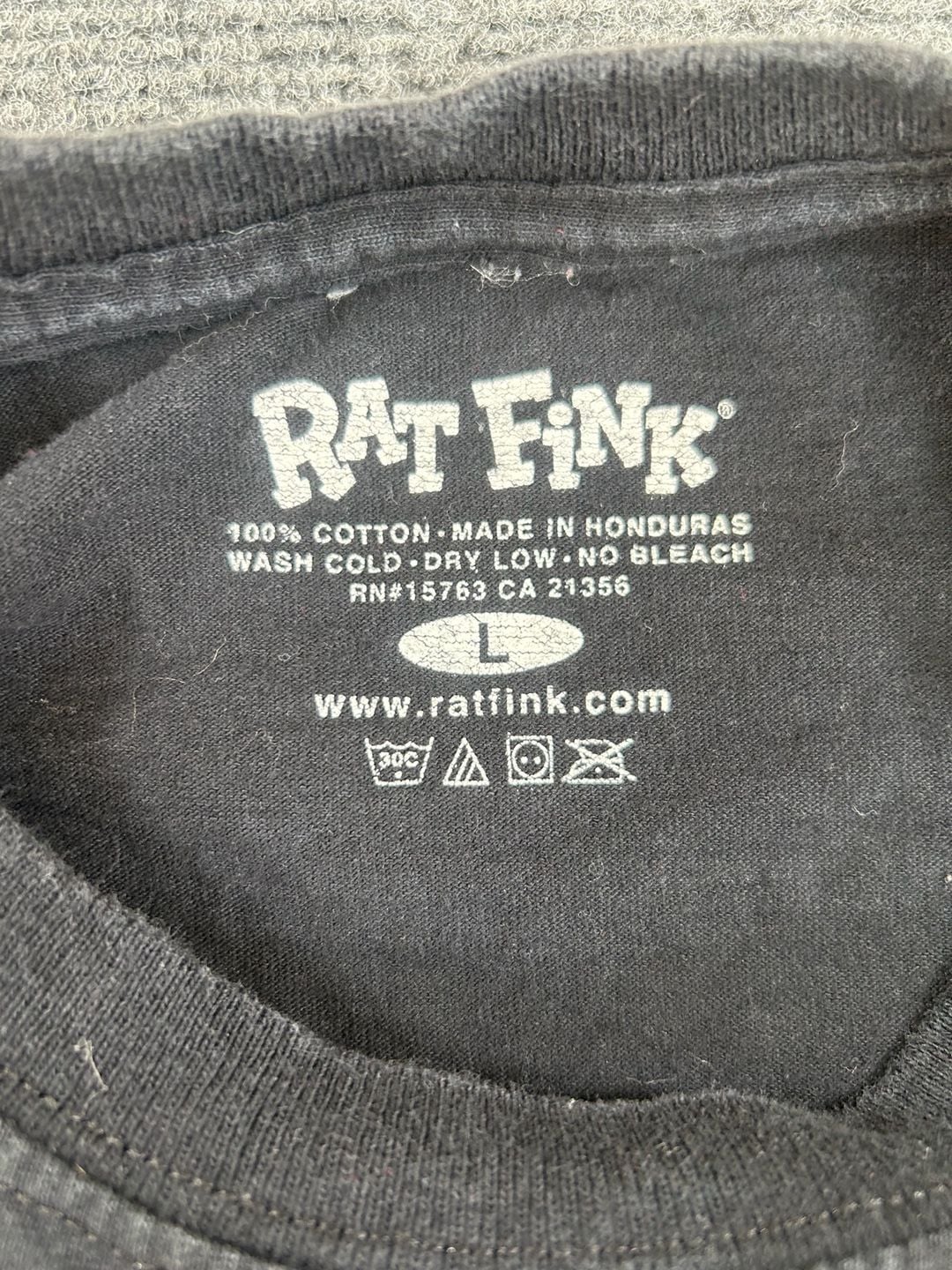 Rat Fink "Hard Charger" Graphic T-Shirt Men's Small S Crew Neck Black 7