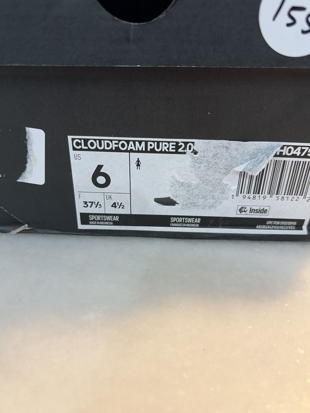 Adidas Cloudfoam Pure 2.0 Size W6 Black Sneakers Shoes H04754 New with Box 8