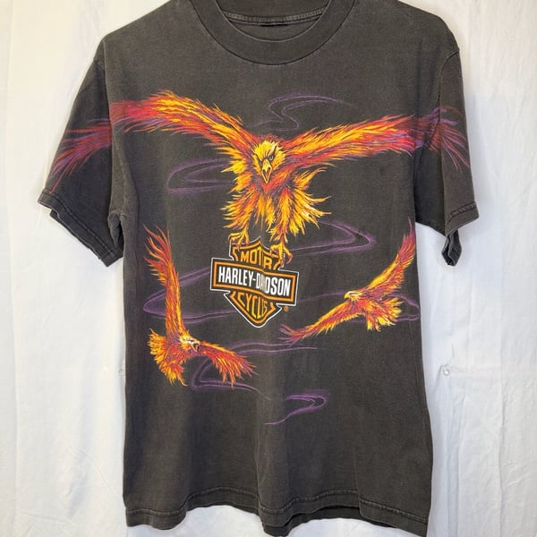 Harley-Davidson Vintage 1999 Fiery Eagle Graphic T-Shirt Black