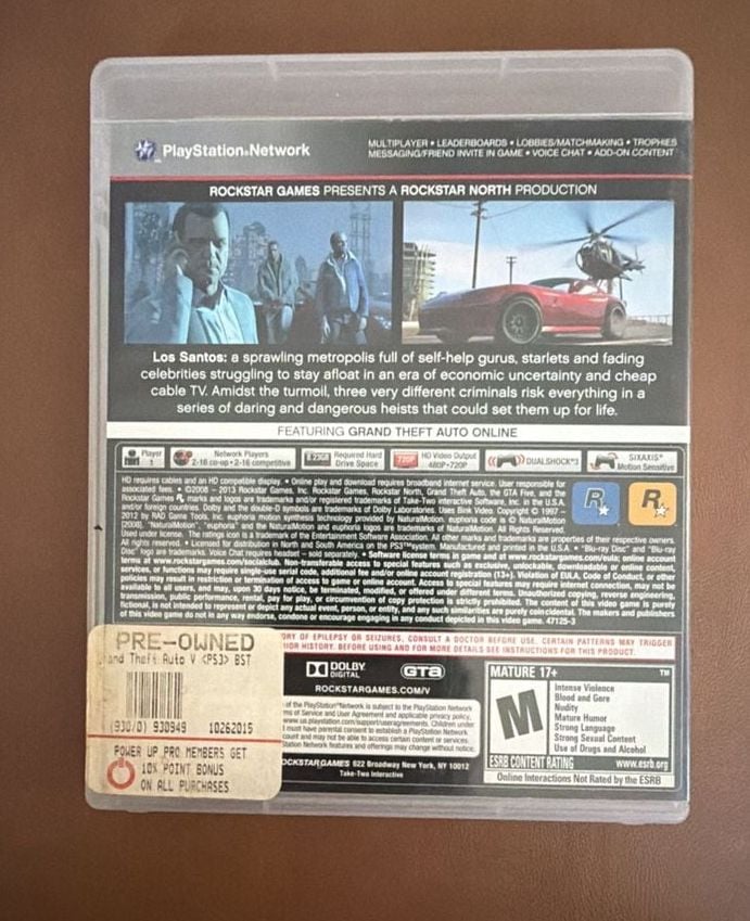 Grand Theft Auto V CIB w Map PS3 2
