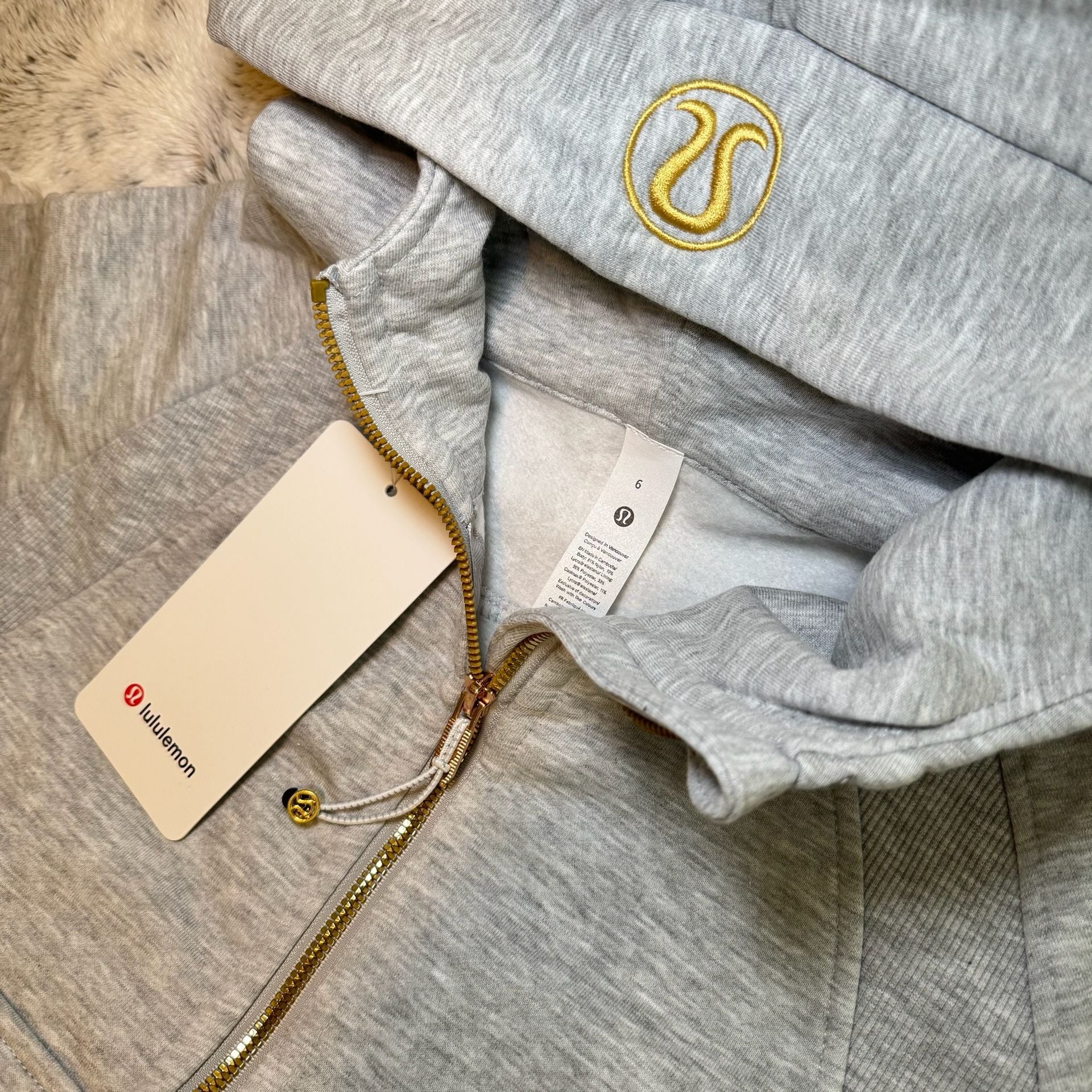 Lululemon Scuba Oversized Full-Zip Hoodie Size 6 Heathered Grey Gold 5