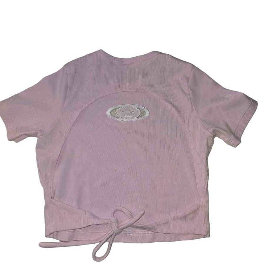Adidas Originals Ribbed Cut Out T-Shirt Pink Y2K 5