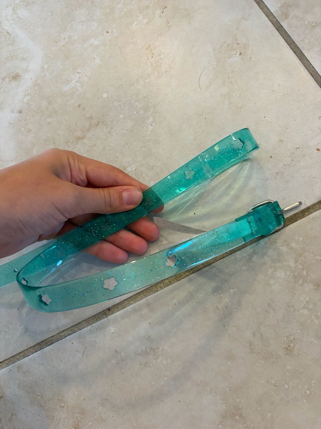Target Star Cutout Jelly Belt Size L Green Glitter 1