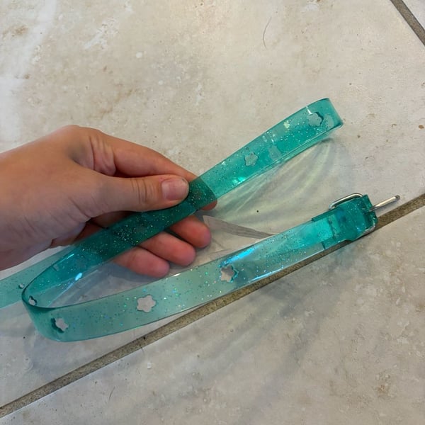 Target Star Cutout Jelly Belt Size L Green Glitter