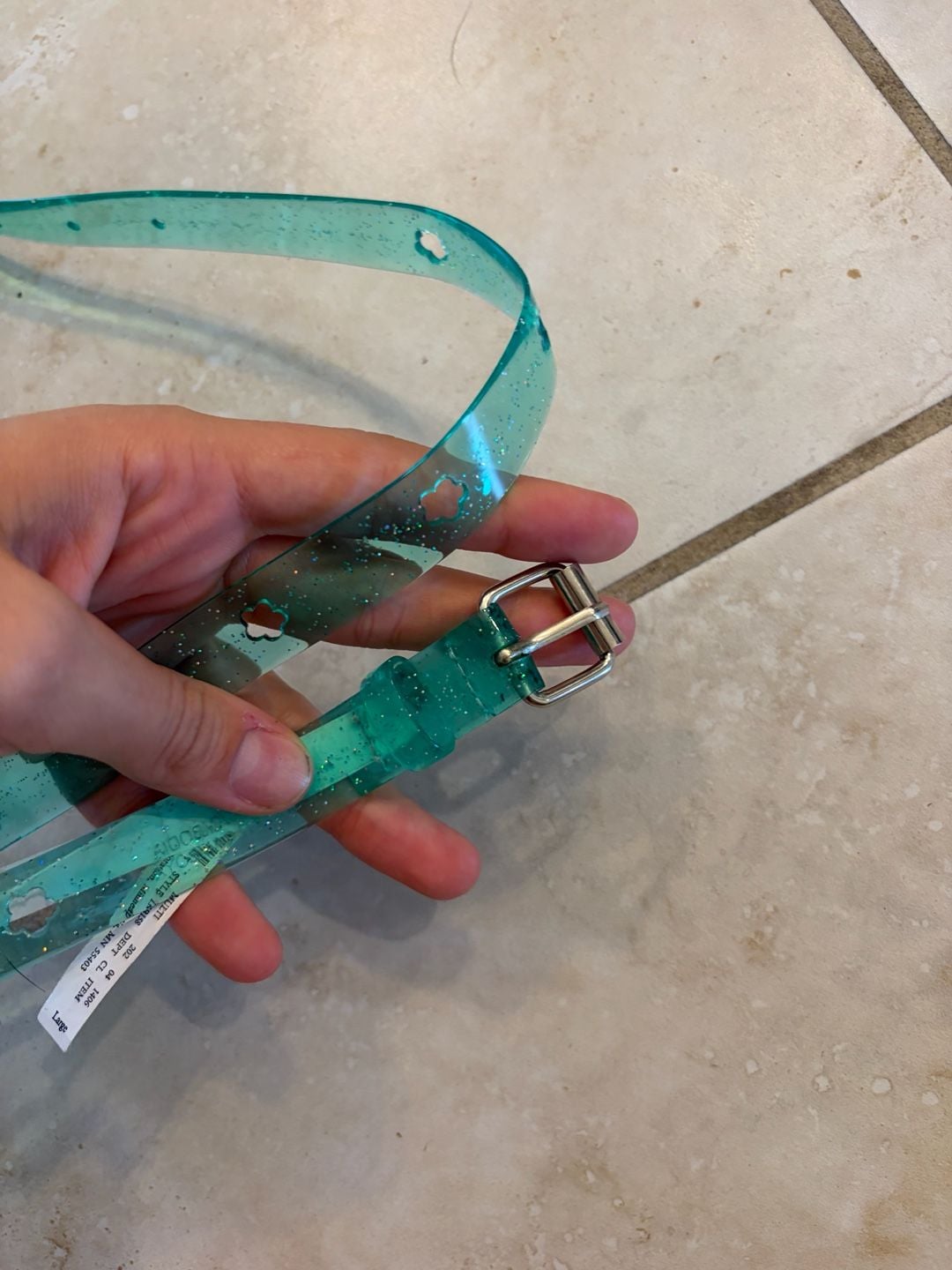 Target Star Cutout Jelly Belt Size L Green Glitter 2