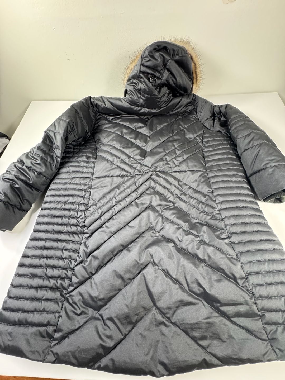 Lands' End Down Coat Size 20W-22W 2X Black Quilted Primaloft Fur Hood 3