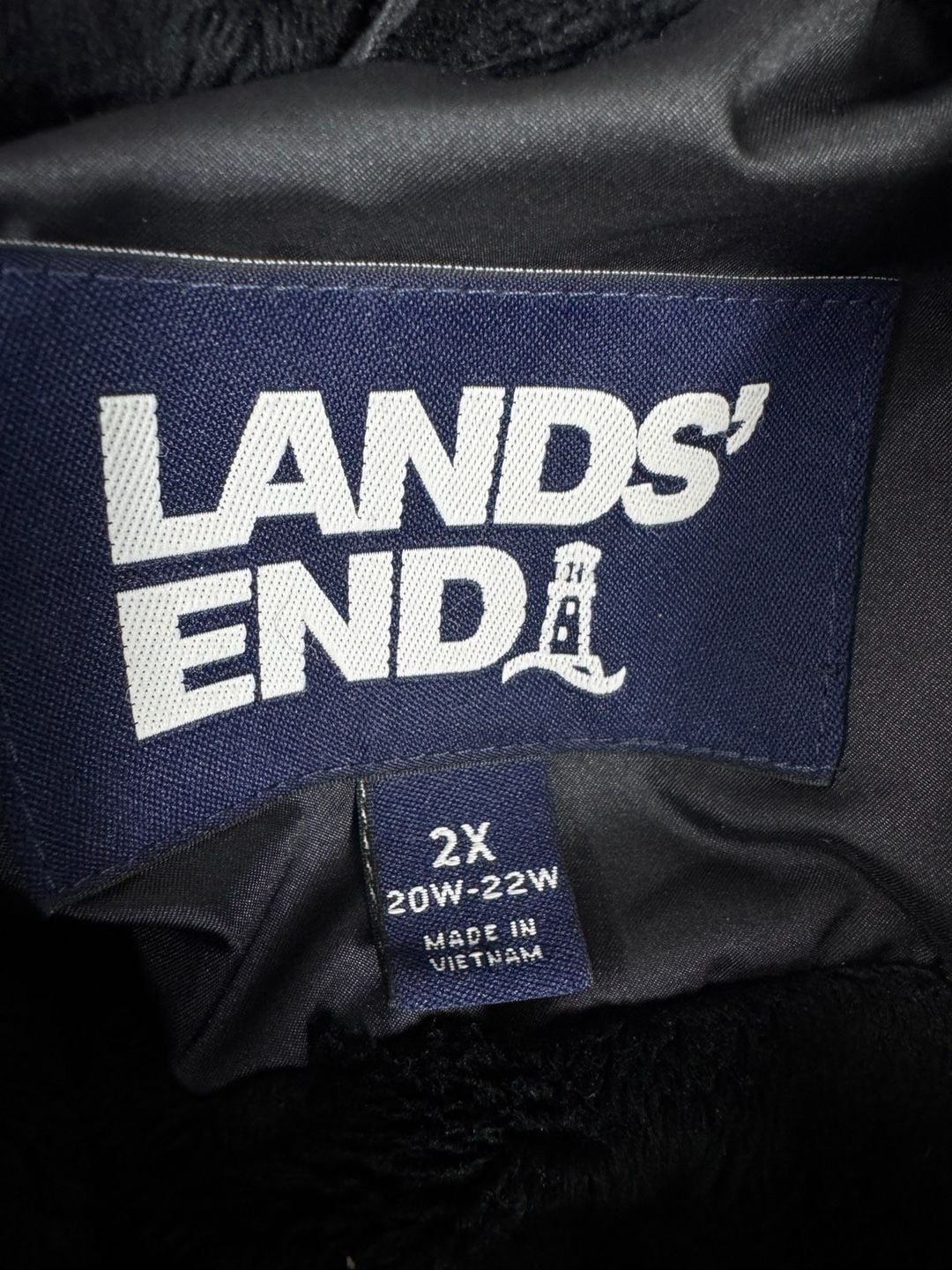 Lands' End Down Coat Size 20W-22W 2X Black Quilted Primaloft Fur Hood 4