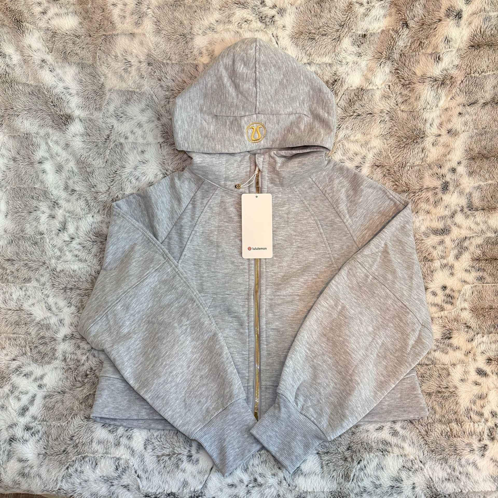 Lululemon Scuba Oversized Full-Zip Hoodie Size 8 Heathered Grey Gold 3