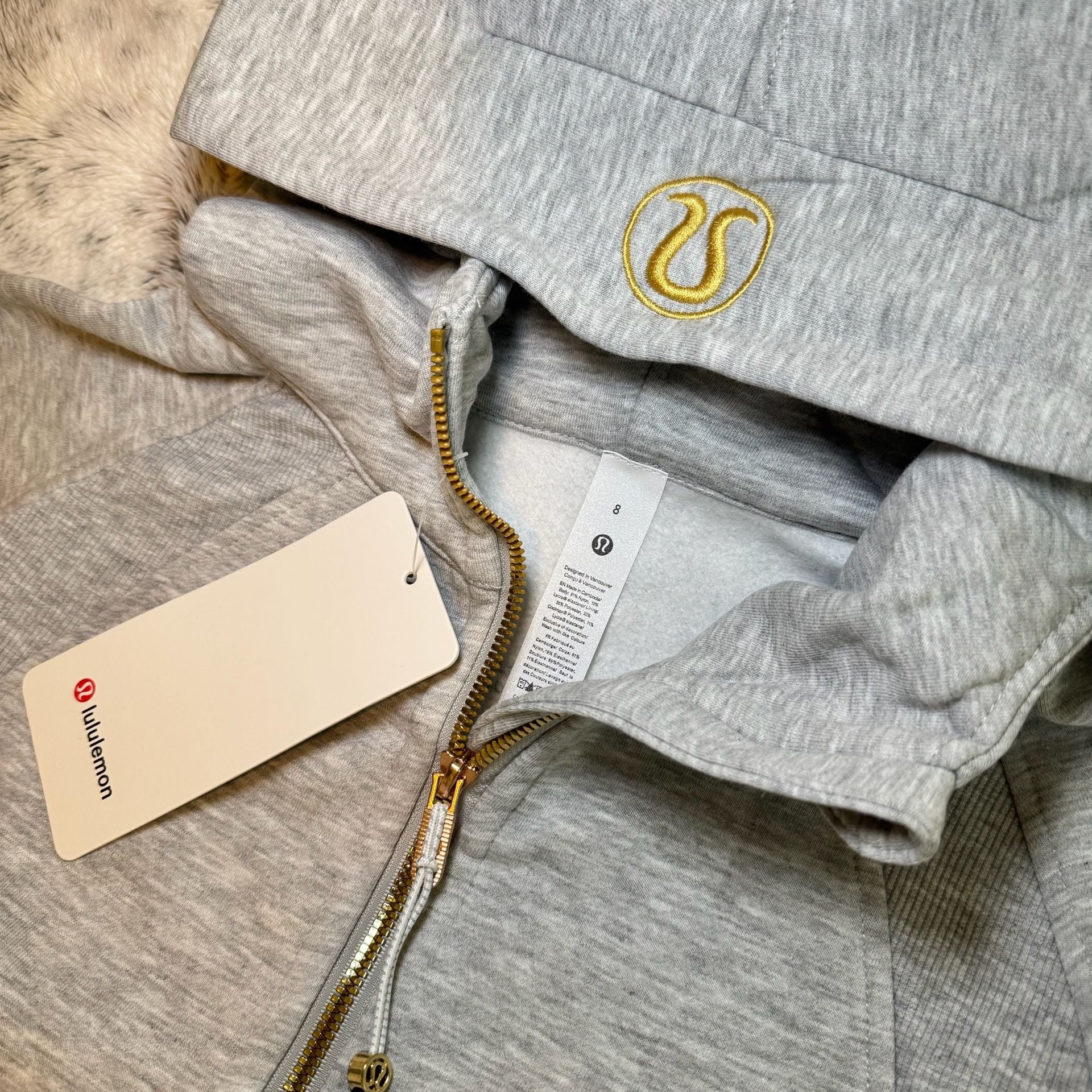 Lululemon Scuba Oversized Full-Zip Hoodie Size 8 Heathered Grey Gold 5