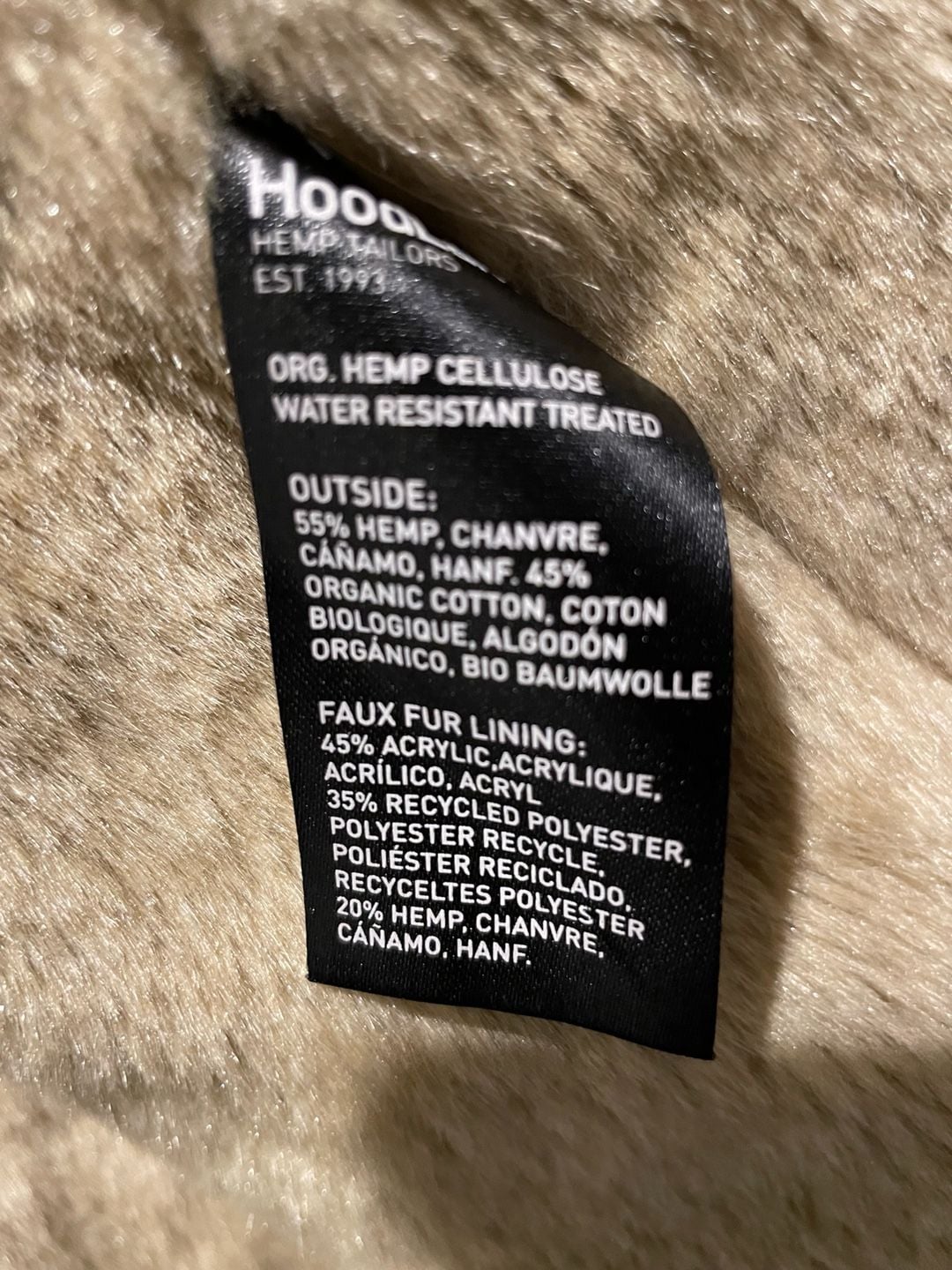 HoodLamb Hemp Tailors Blue Faux Fur Lined Utility Jacket Size L 10
