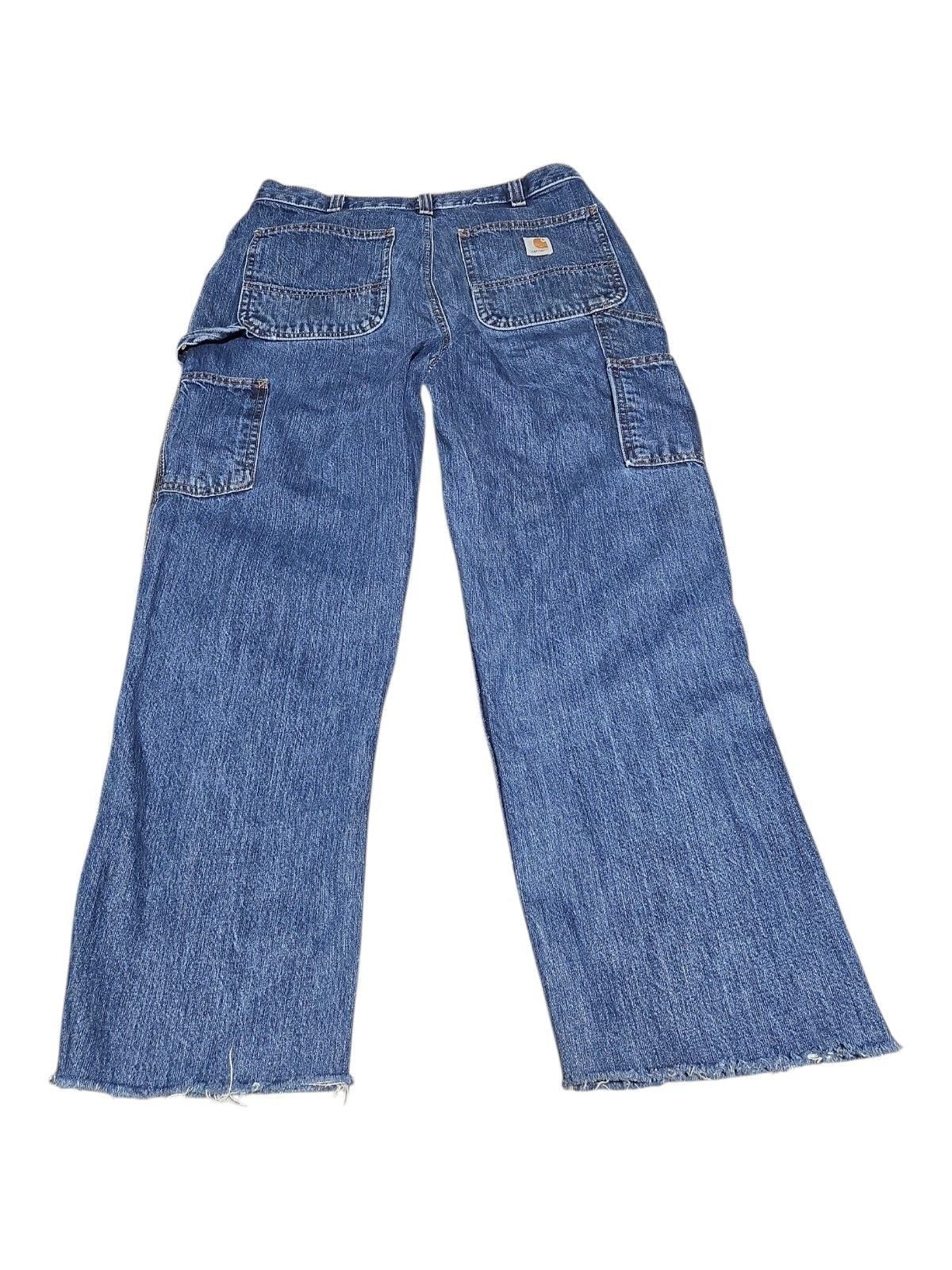 Carhartt Loose Fit Carpenter Jeans Size 32x28 Blue Cotton Denim 8