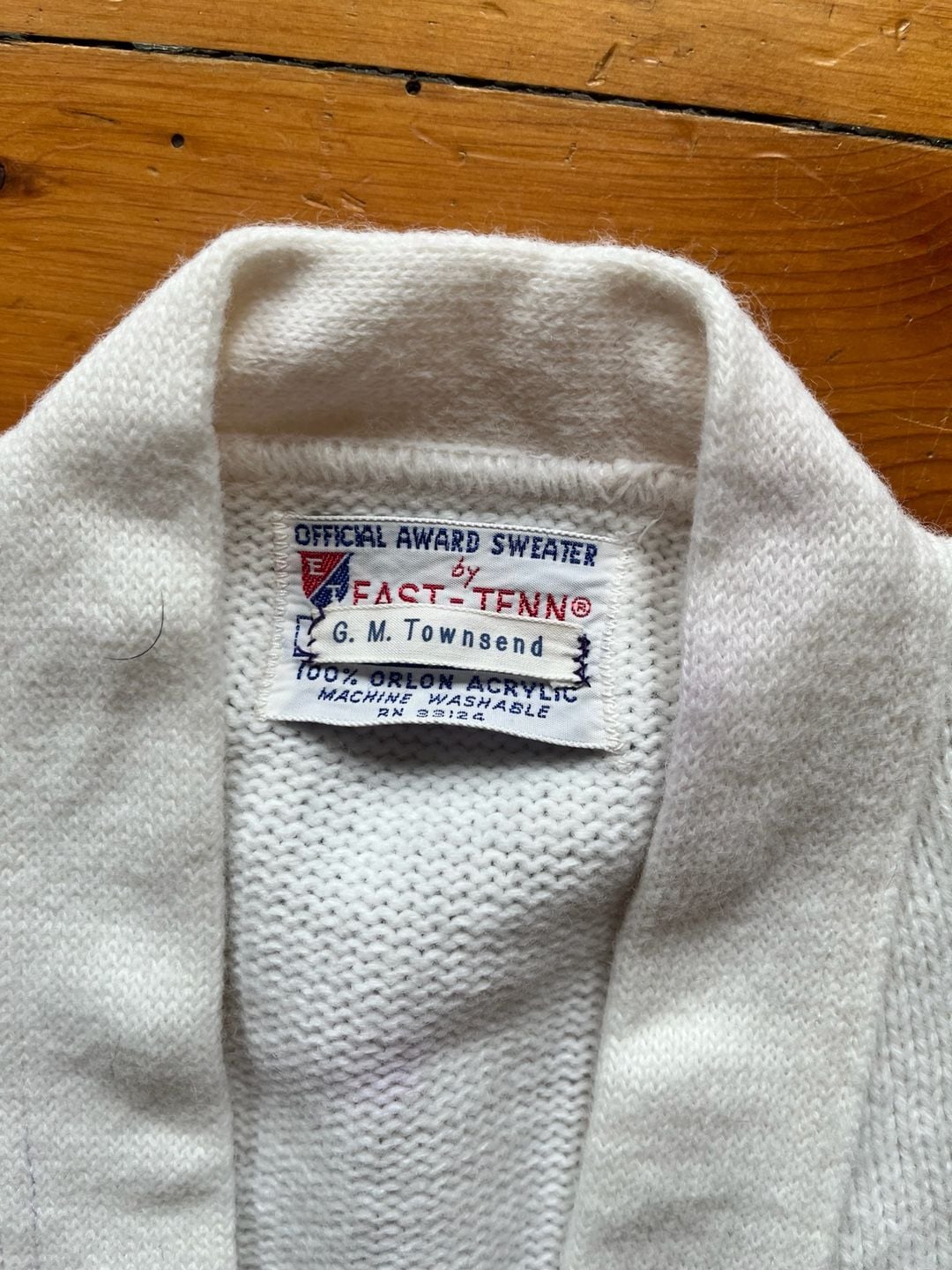 Fast-Tenn Vintage 70s Choir Award Cardigan Sweater White 4