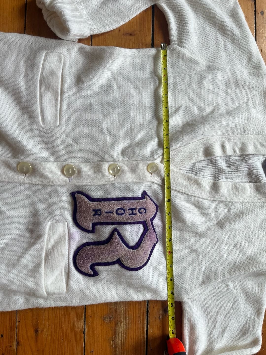 Fast-Tenn Vintage 70s Choir Award Cardigan Sweater White 7