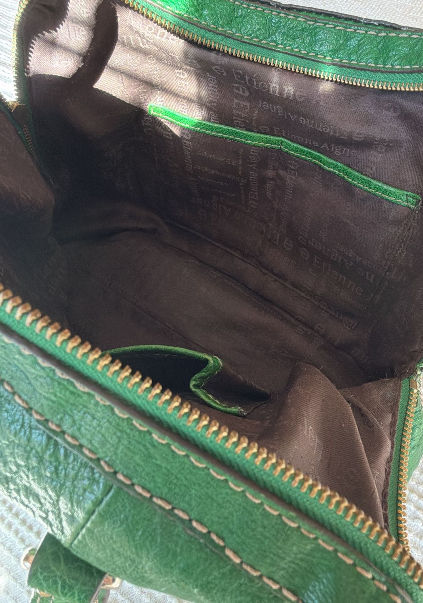Etienne Aigner Green Leather Shoulder Bag Purse 7