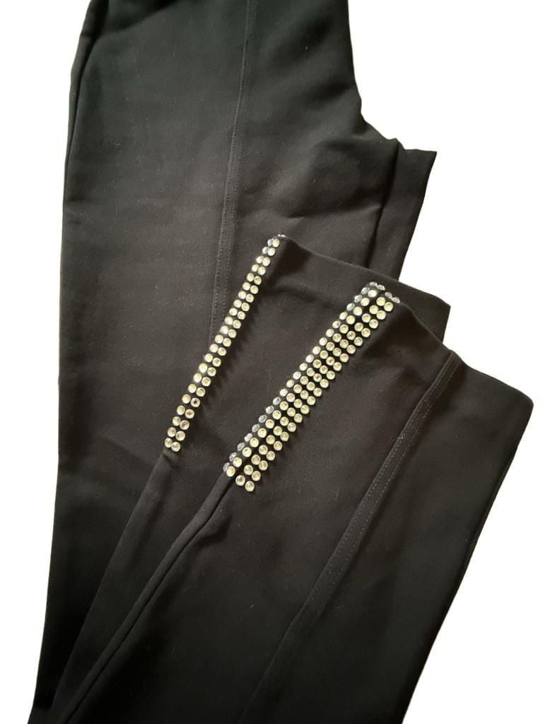 Azi Jeans Size 4 Black Rhinestone Embellished Pants 1