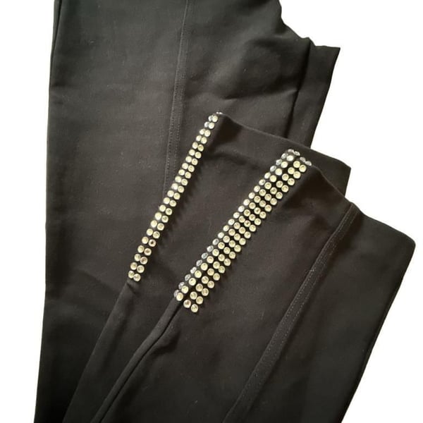 Azi Jeans Size 4 Black Rhinestone Embellished Pants