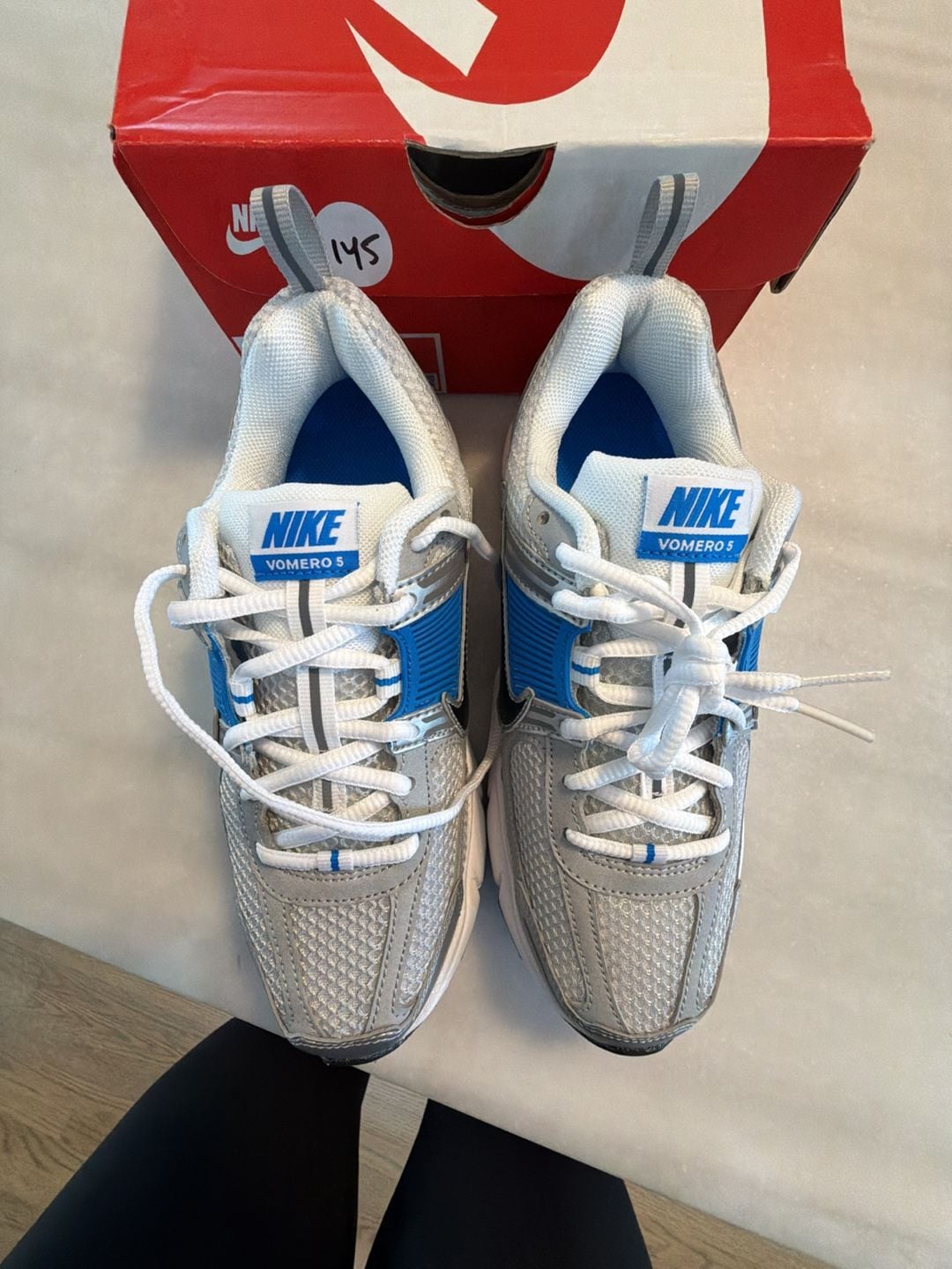 Nike Vomero 5 Size 5.5Y White Black Pure Platinum Photo Blue HF6998-103 3