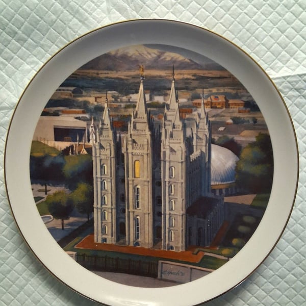 The Valley Banks Al Rounds Salt Lake Temple Collector Plate 1983