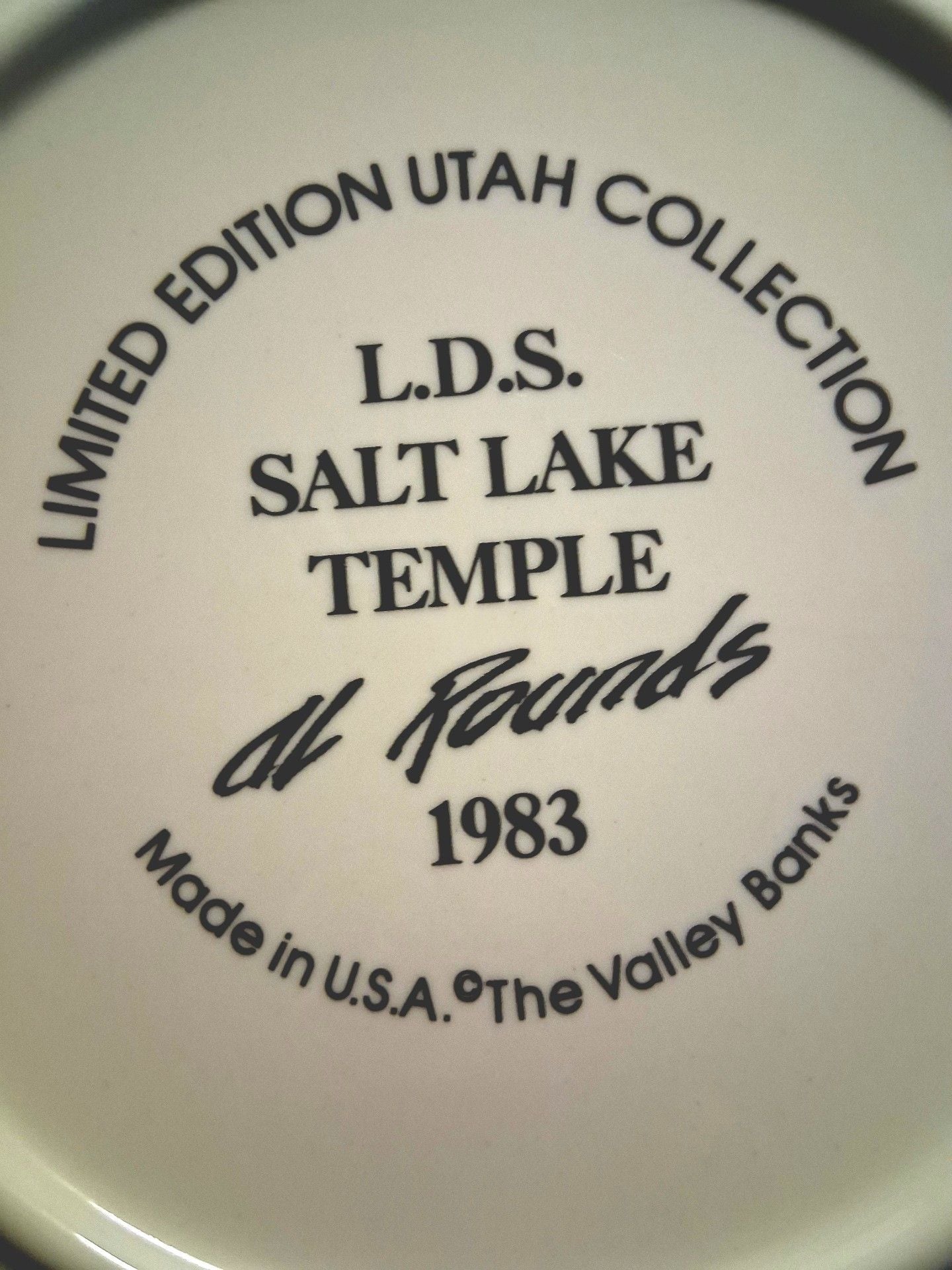 The Valley Banks Al Rounds Salt Lake Temple Collector Plate 1983 4