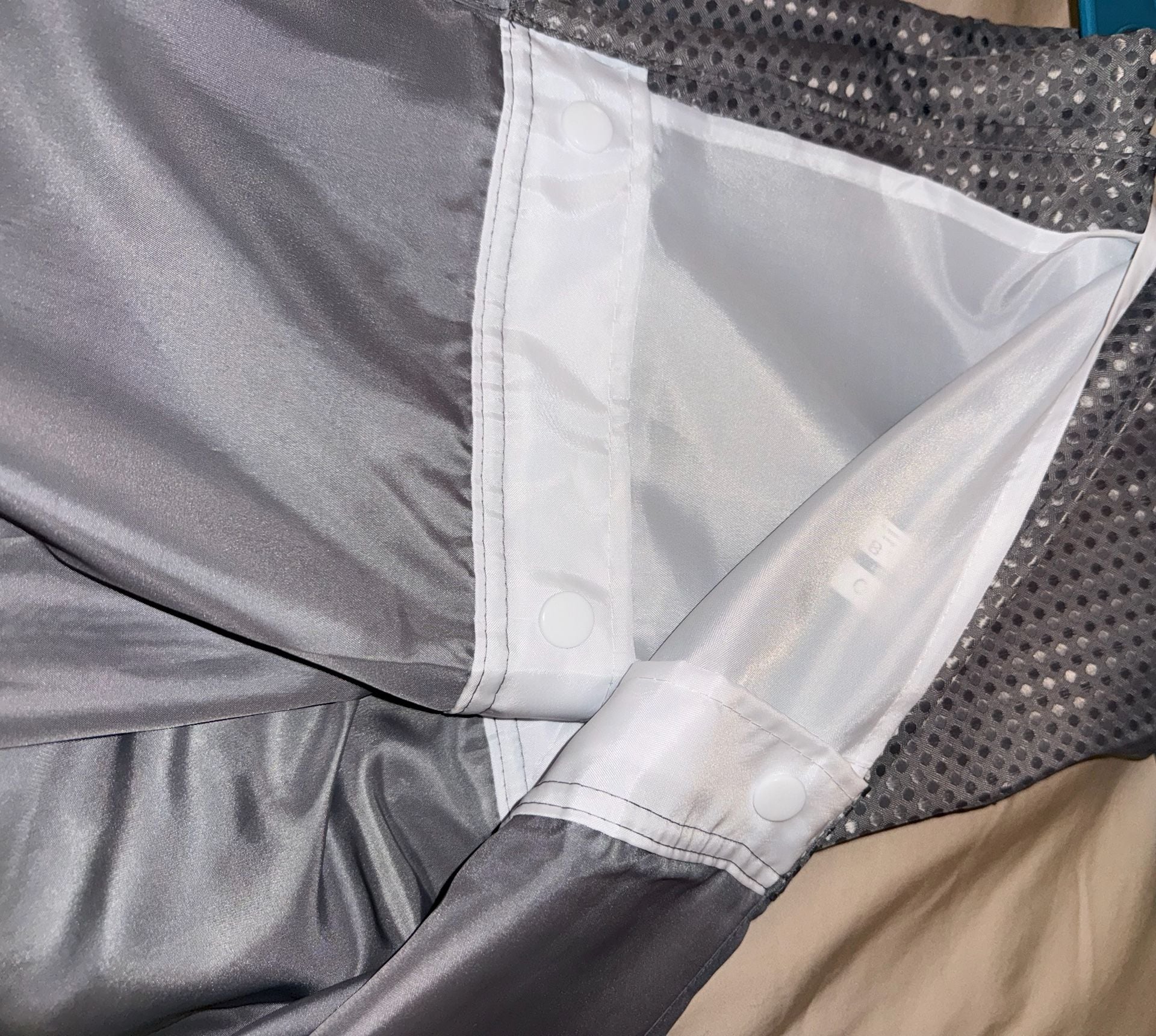 Hotel Spa Shower Curtain Grey Fabric with Snap In Liner 3