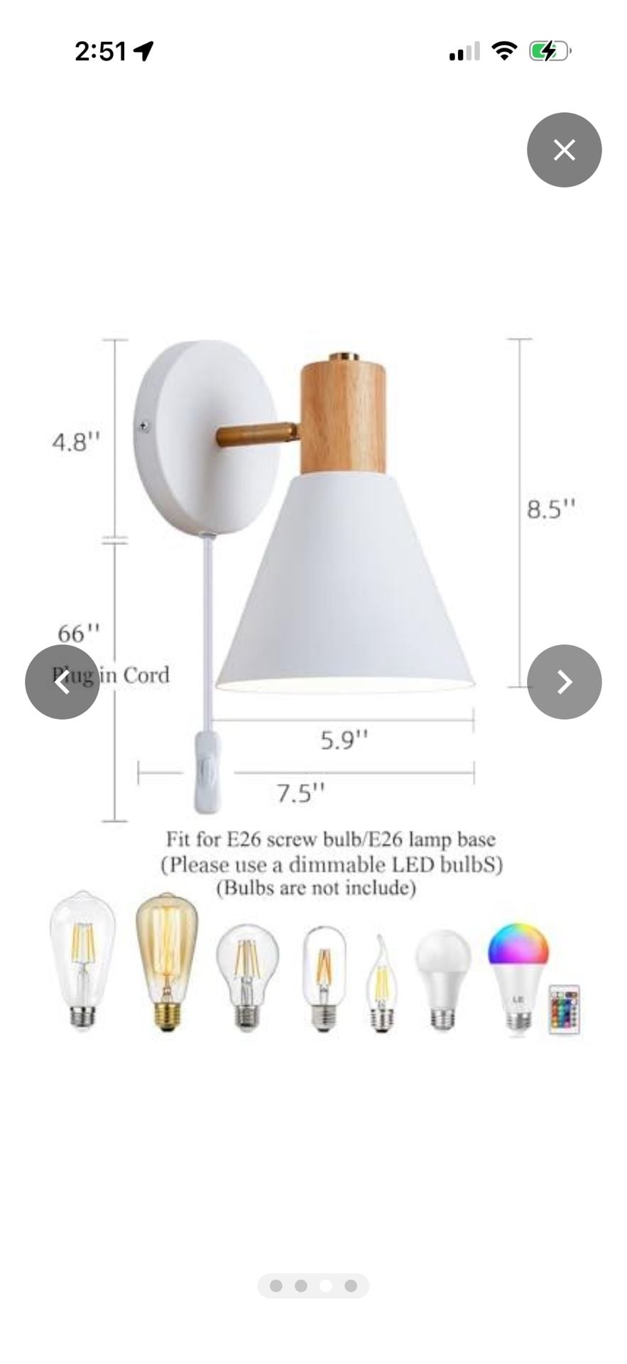 Vechoicy Plug in Wall Sconces Lighting Fixture, Wooden Adjustable Bedside Wall lamp 4