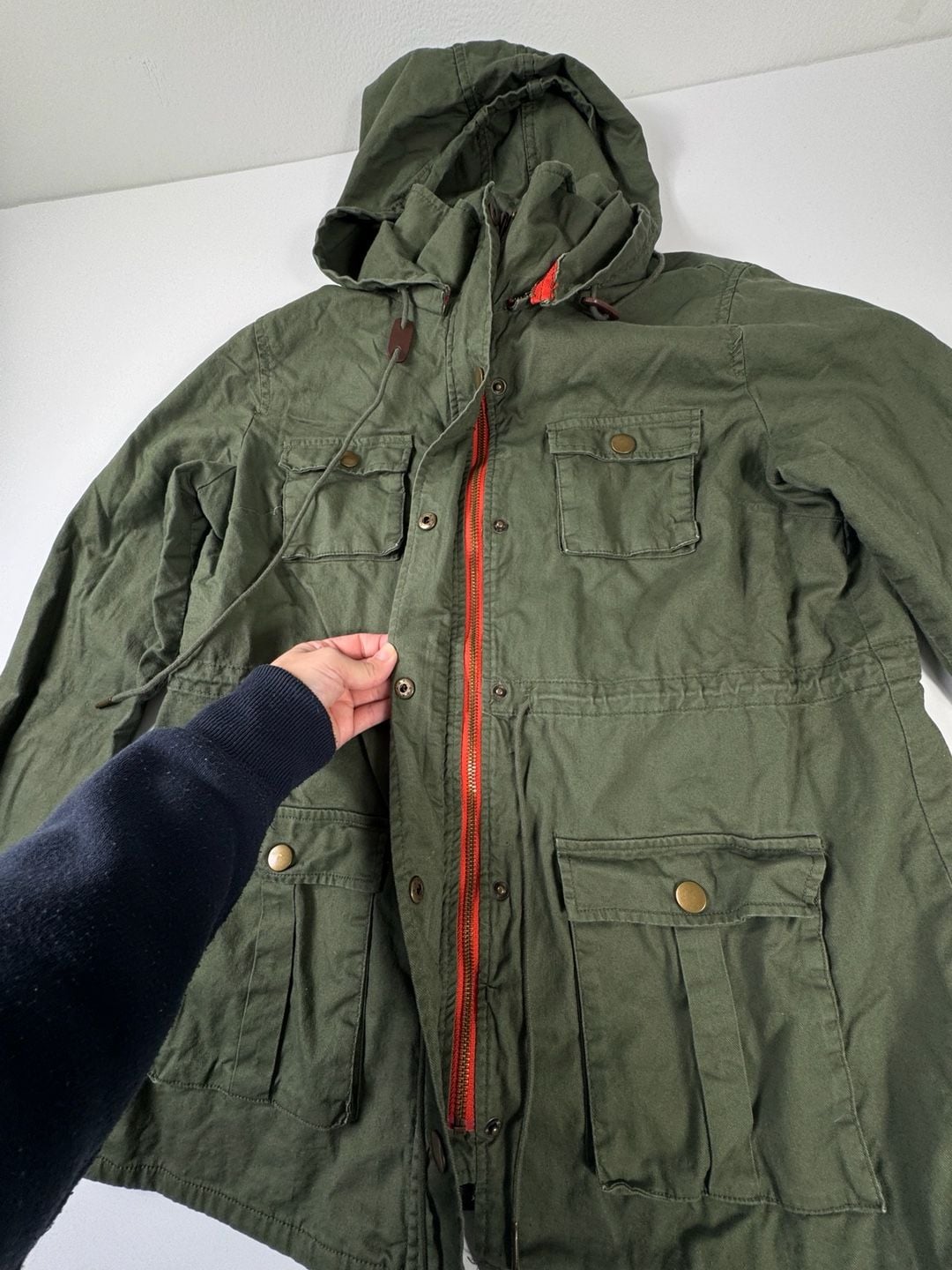 41 Hawthorn Utility Anorak Jacket Size L Green Cotton Hooded Military 4