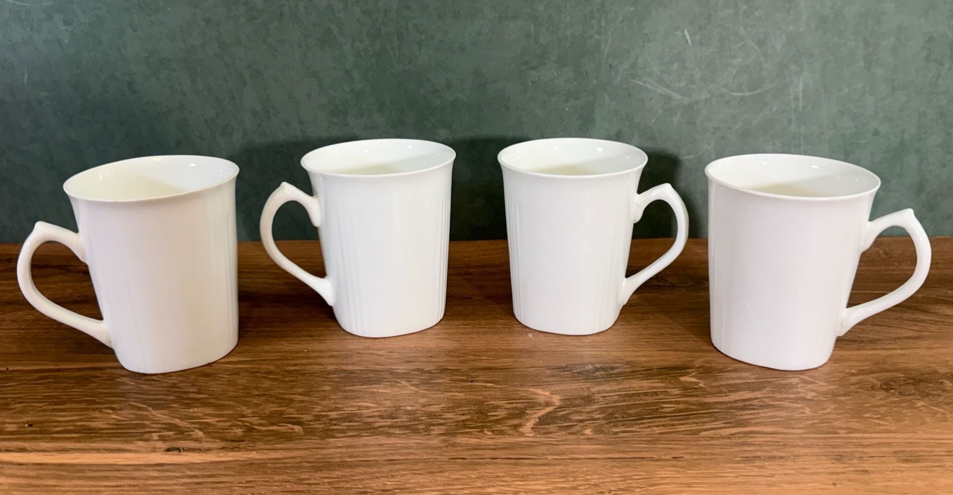 Hitkari Bone China India White Ribbed Coffee Mugs Set of 4 1