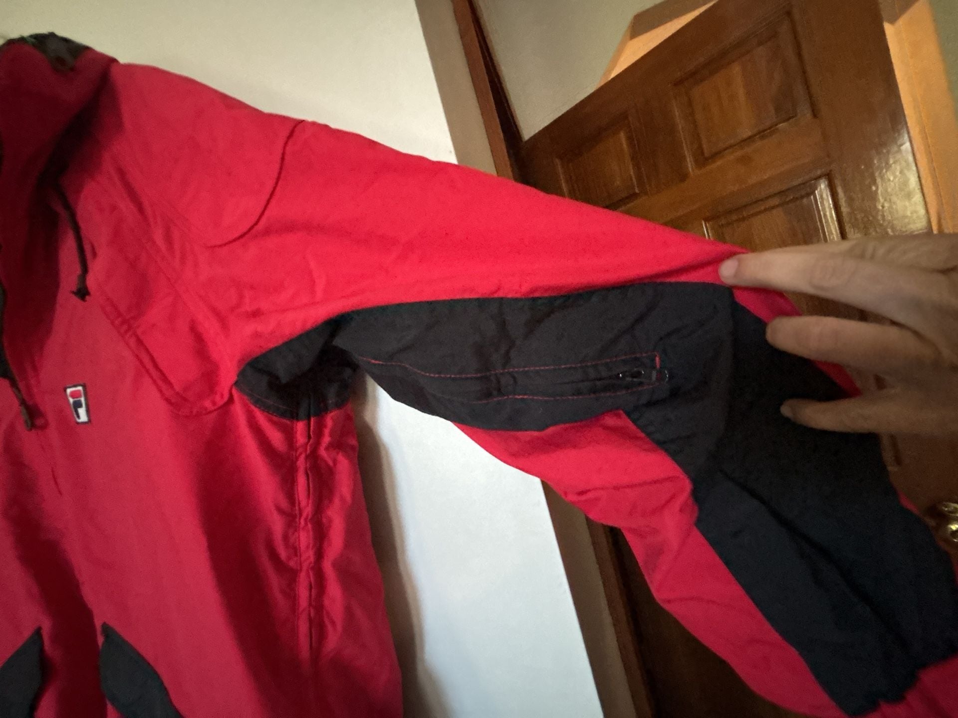 Fila Alpine Ski Jacket Size M Red Black Pullover Anorak Hooded 8