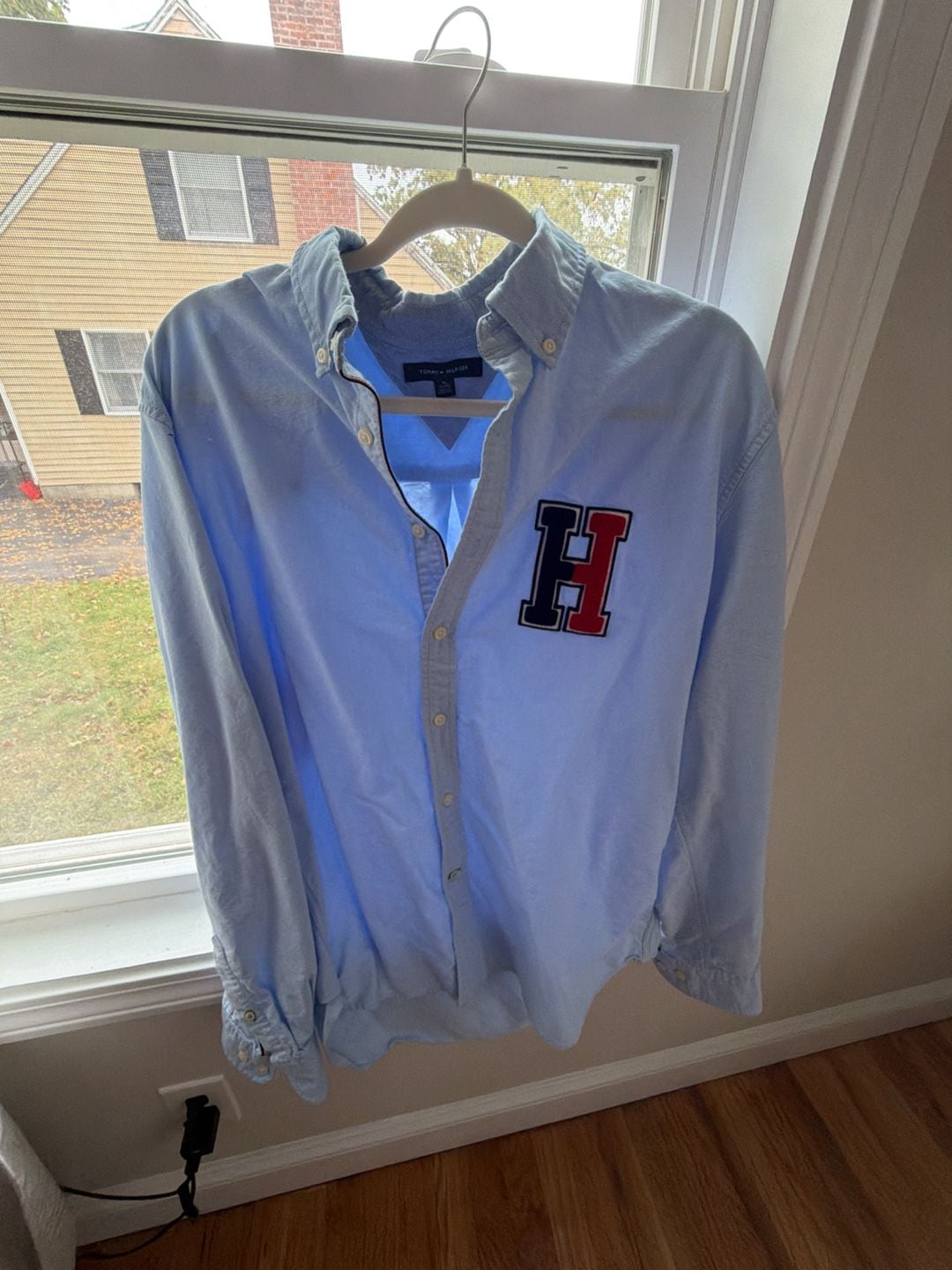 Tommy Hilfiger Oxford Button-Down Shirt Size XL Light Blue Logo Patch 2