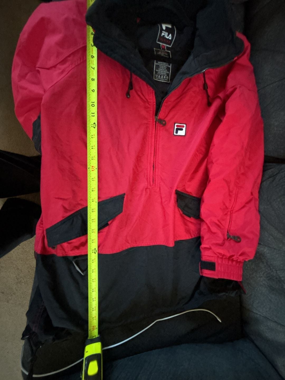Fila Alpine Ski Jacket Size M Red Black Pullover Anorak Hooded 14